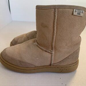 Shearling Supreme Sheepskin Lined Winter Boots Youth Girls Womens Beige Tan sz 6